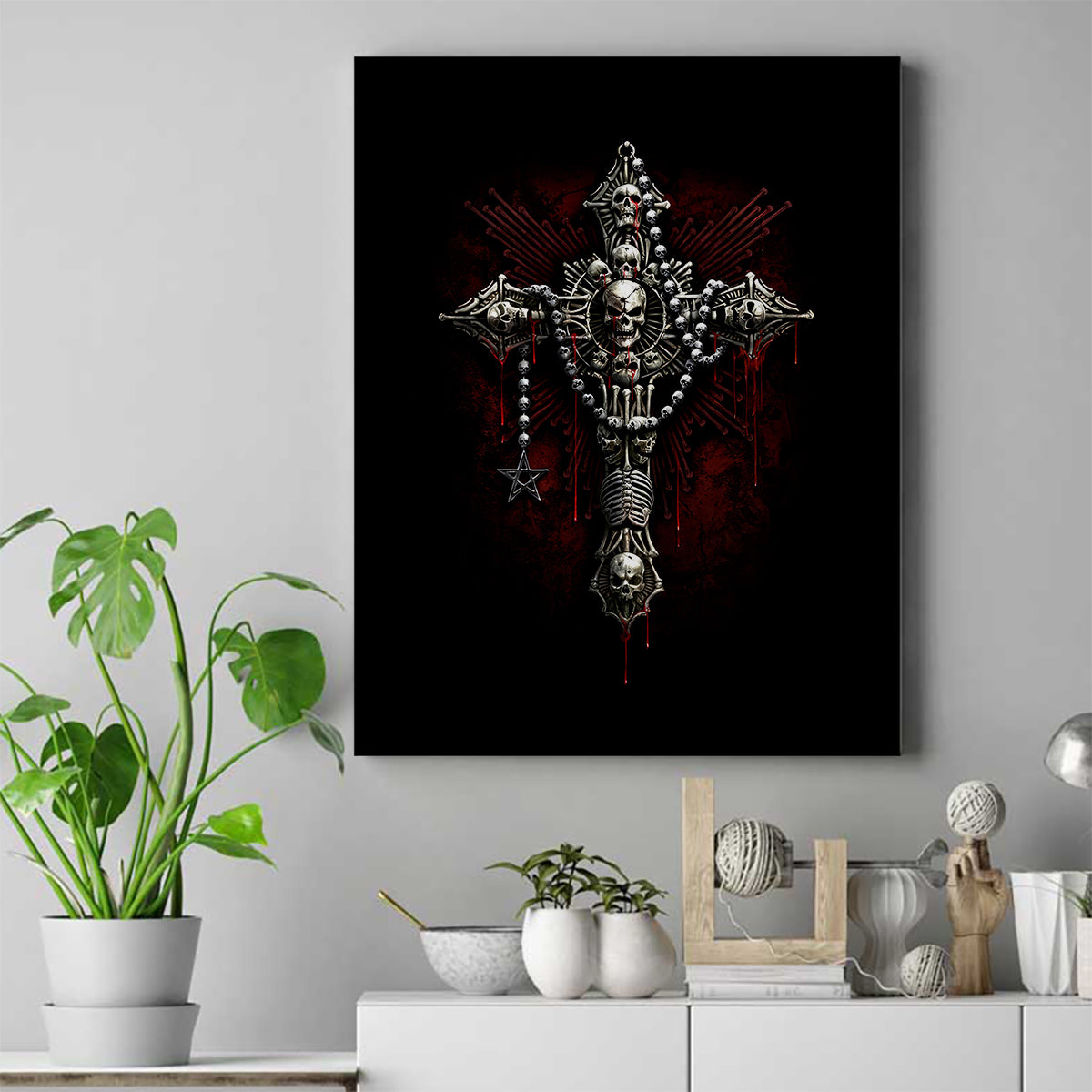 Skull Canvas Wall Art Head Skeleton Cross Skull - Wonder Print Shop