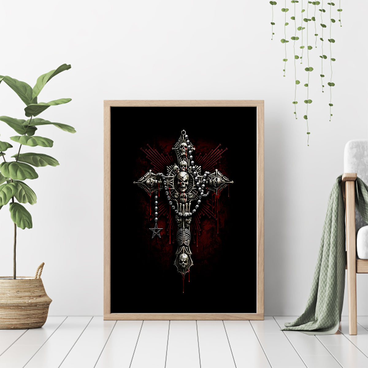 Skull Canvas Wall Art Head Skeleton Cross Skull - Wonder Print Shop
