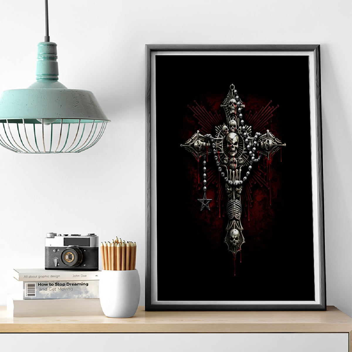Skull Canvas Wall Art Head Skeleton Cross Skull - Wonder Print Shop