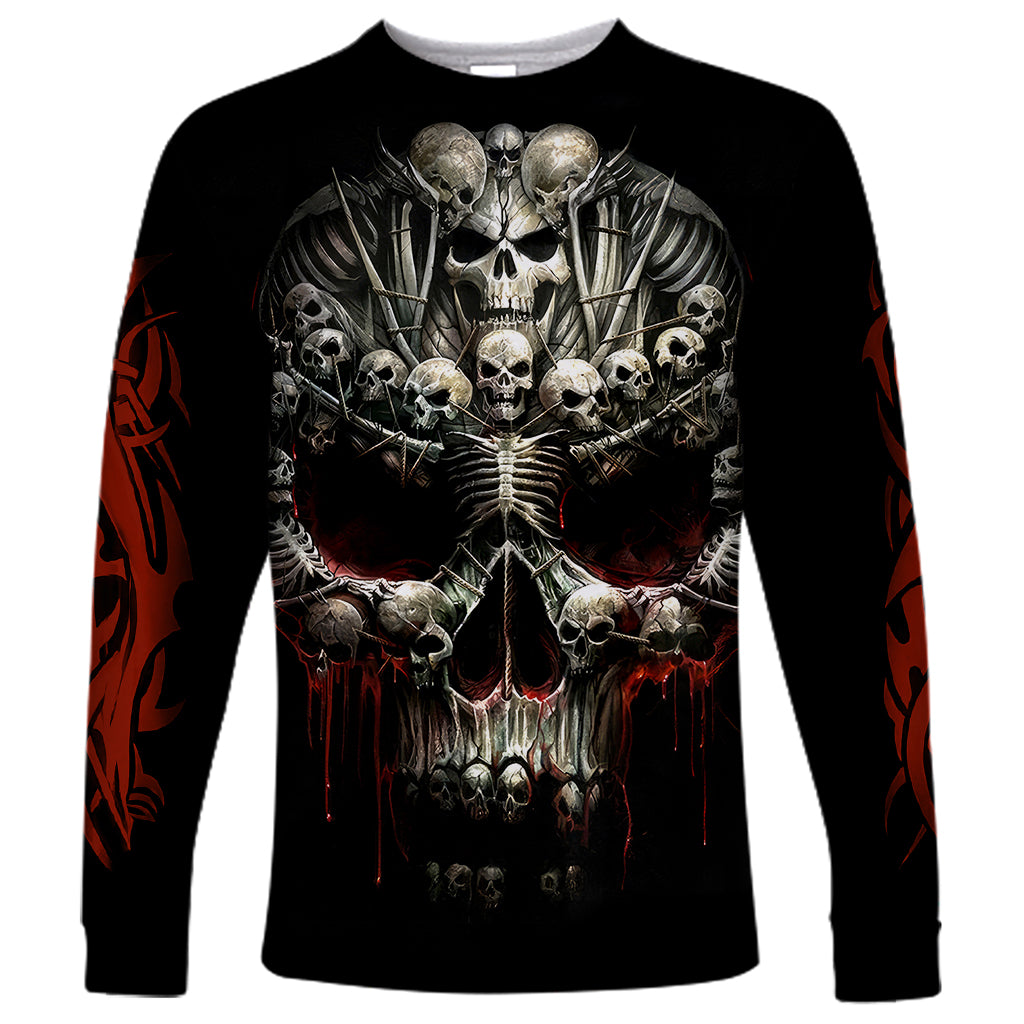 Skull Long Sleeve Shirt Head Skeleton Cross Skull - Wonder Print Shop
