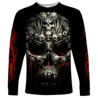 Skull Long Sleeve Shirt Head Skeleton Cross Skull - Wonder Print Shop