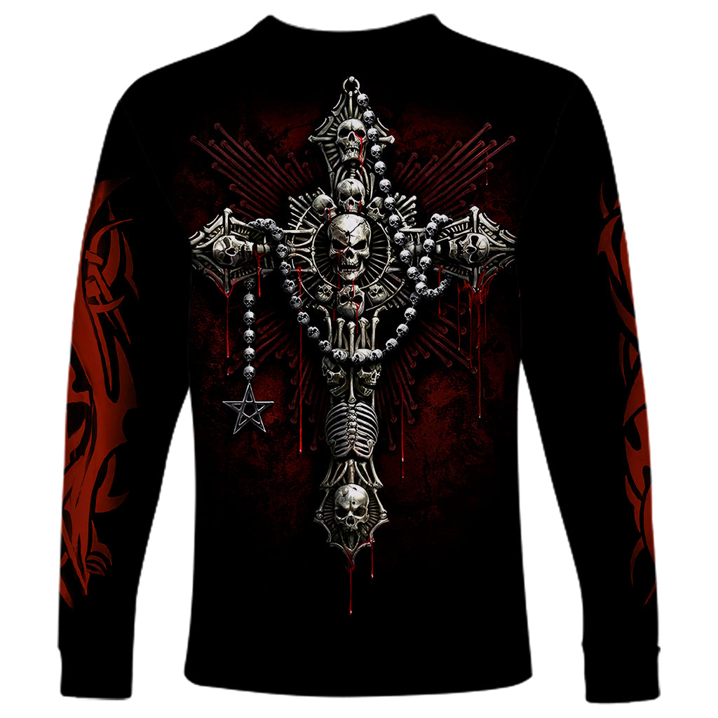 Skull Long Sleeve Shirt Head Skeleton Cross Skull - Wonder Print Shop
