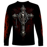 Skull Long Sleeve Shirt Head Skeleton Cross Skull - Wonder Print Shop