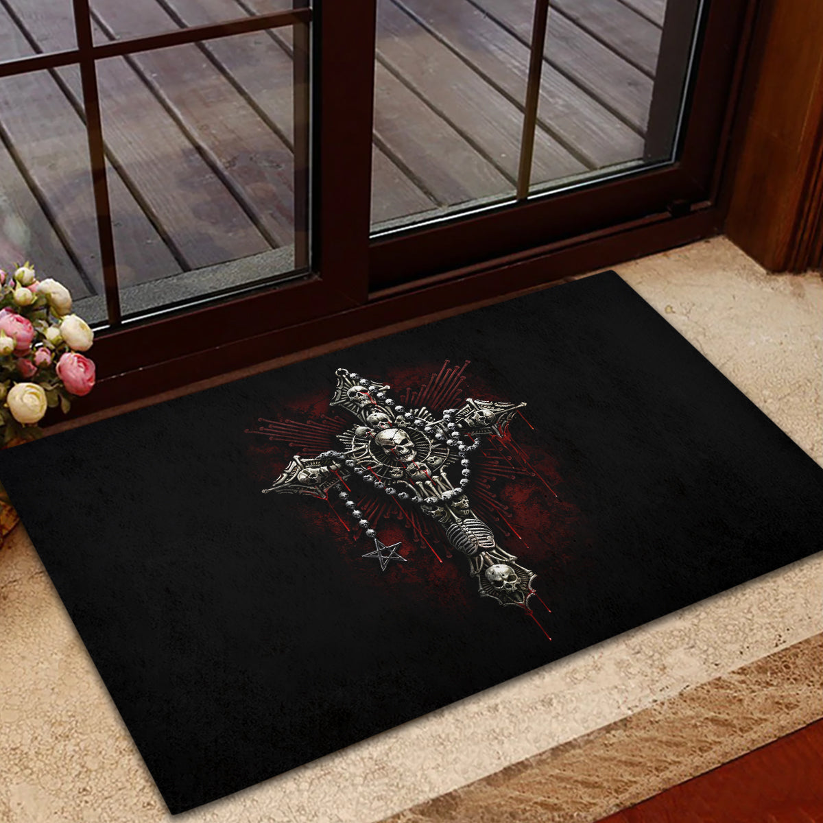 Skull Rubber Doormat Head Skeleton Cross Skull - Wonder Print Shop