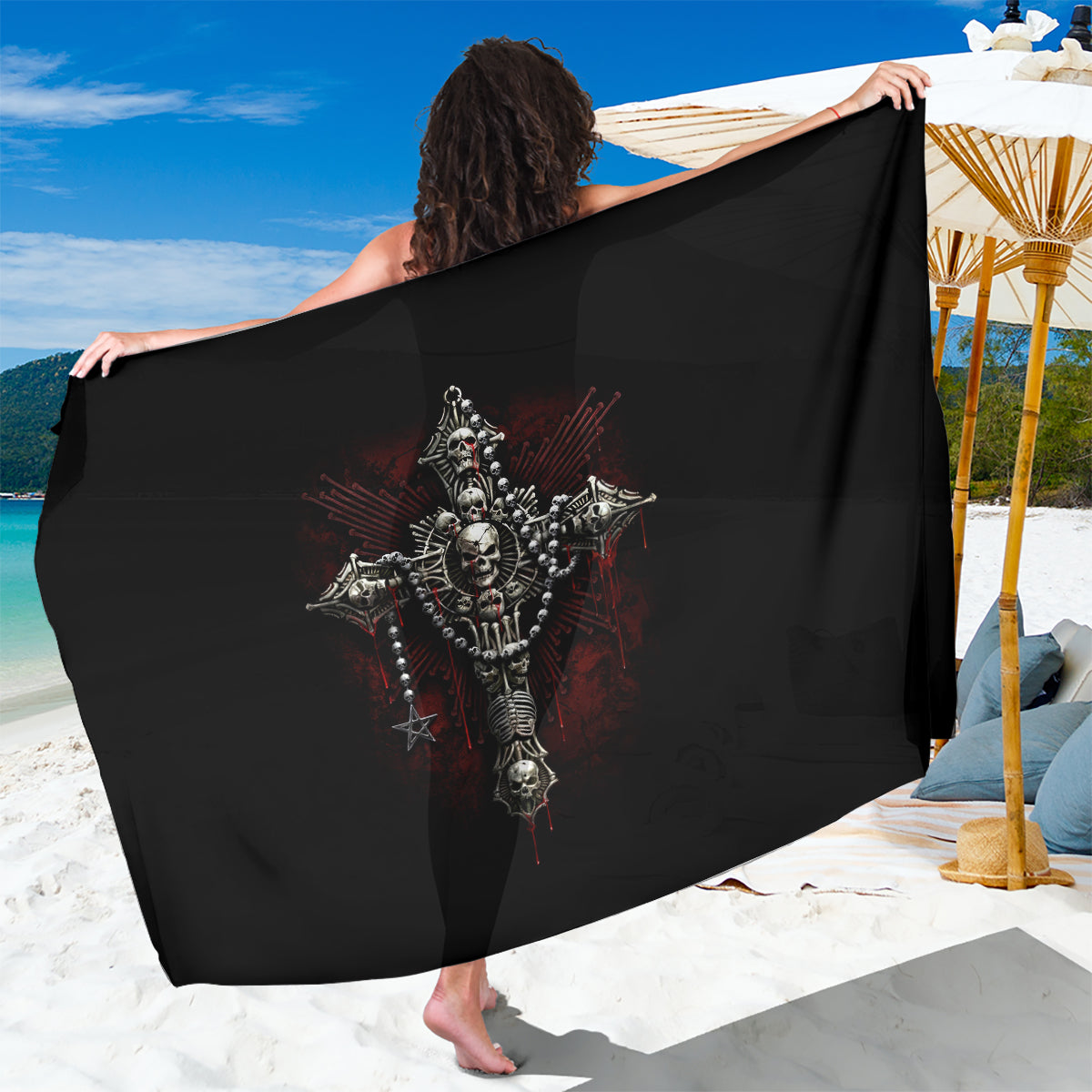 Skull Sarong Head Skeleton Cross Skull - Wonder Print Shop