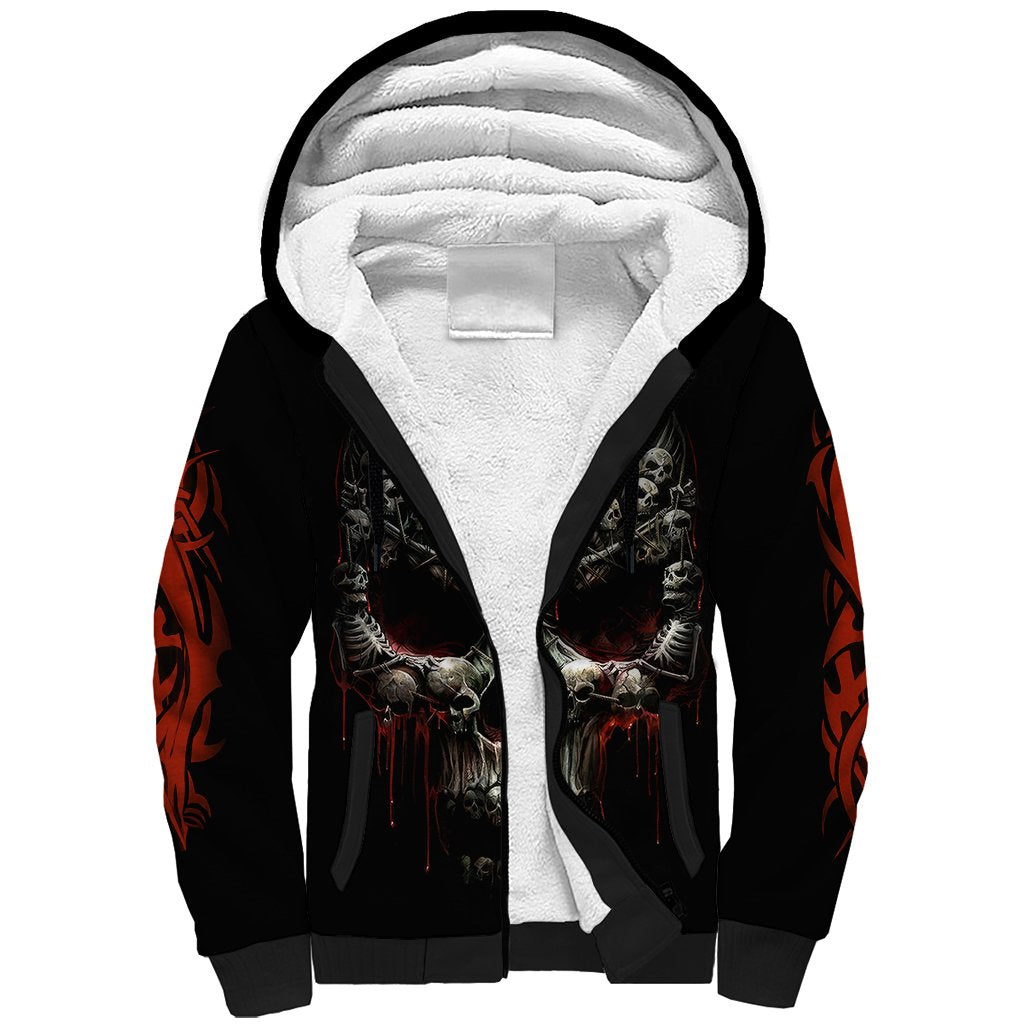 Skull Sherpa Hoodie Head Skeleton Cross Skull - Wonder Print Shop