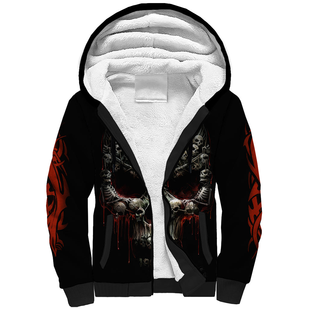 Skull Sherpa Hoodie Head Skeleton Cross Skull - Wonder Print Shop