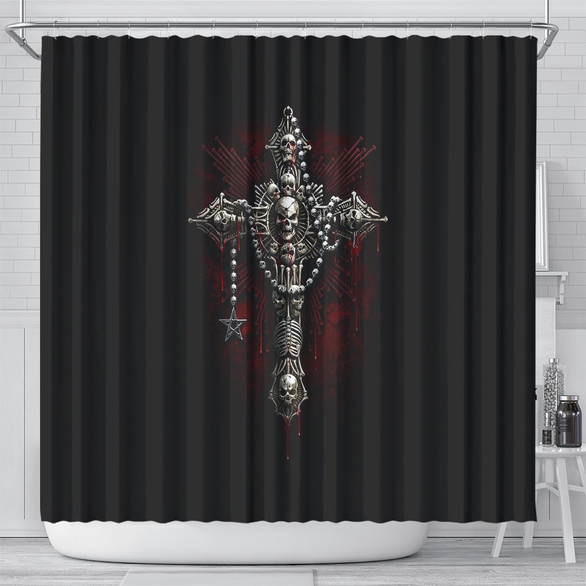 skull-shower-curtain-head-skeleton-cross-skull