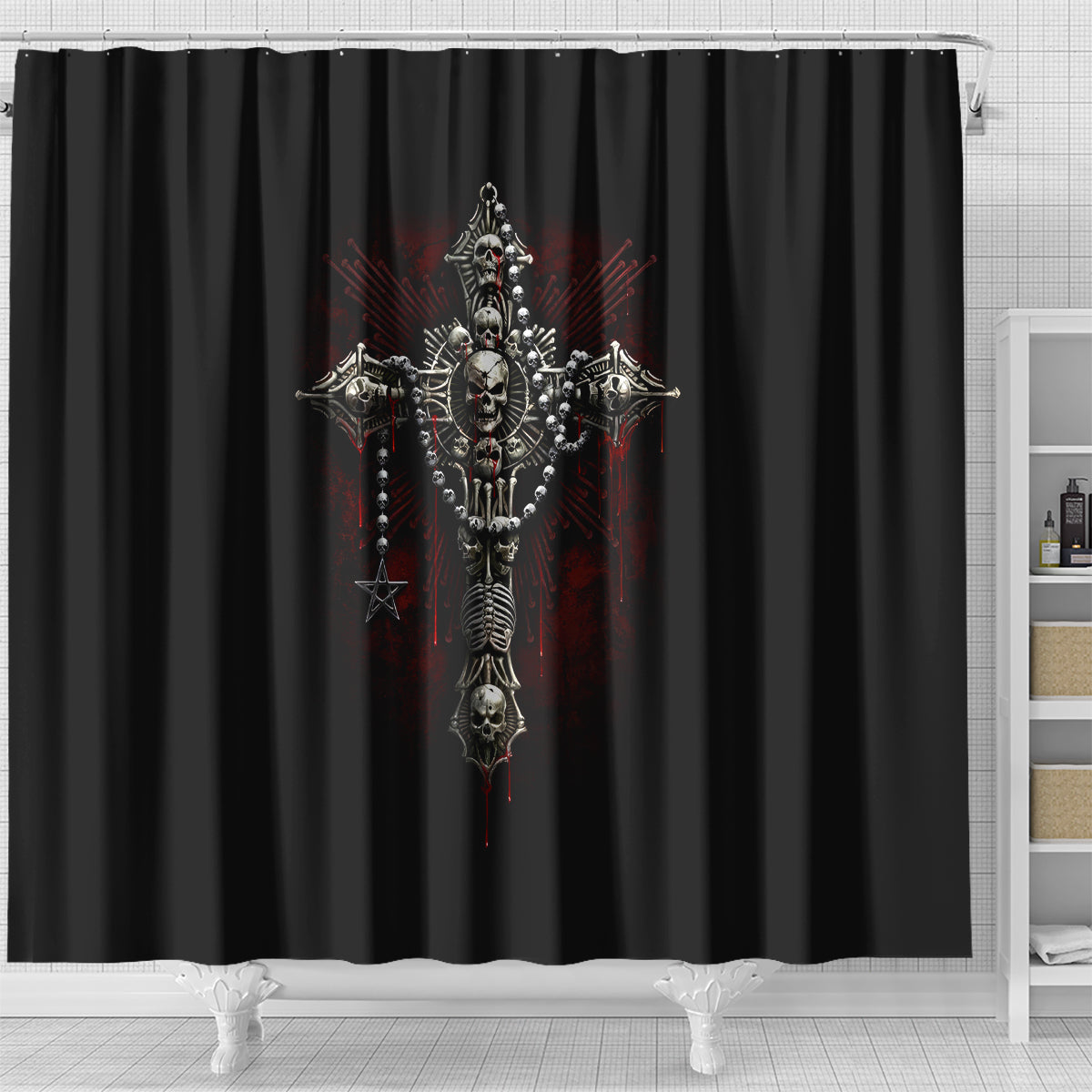 skull-shower-curtain-head-skeleton-cross-skull