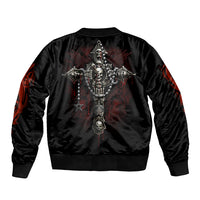 Skull Sleeve Zip Bomber Jacket Head Skeleton Cross Skull - Wonder Print Shop