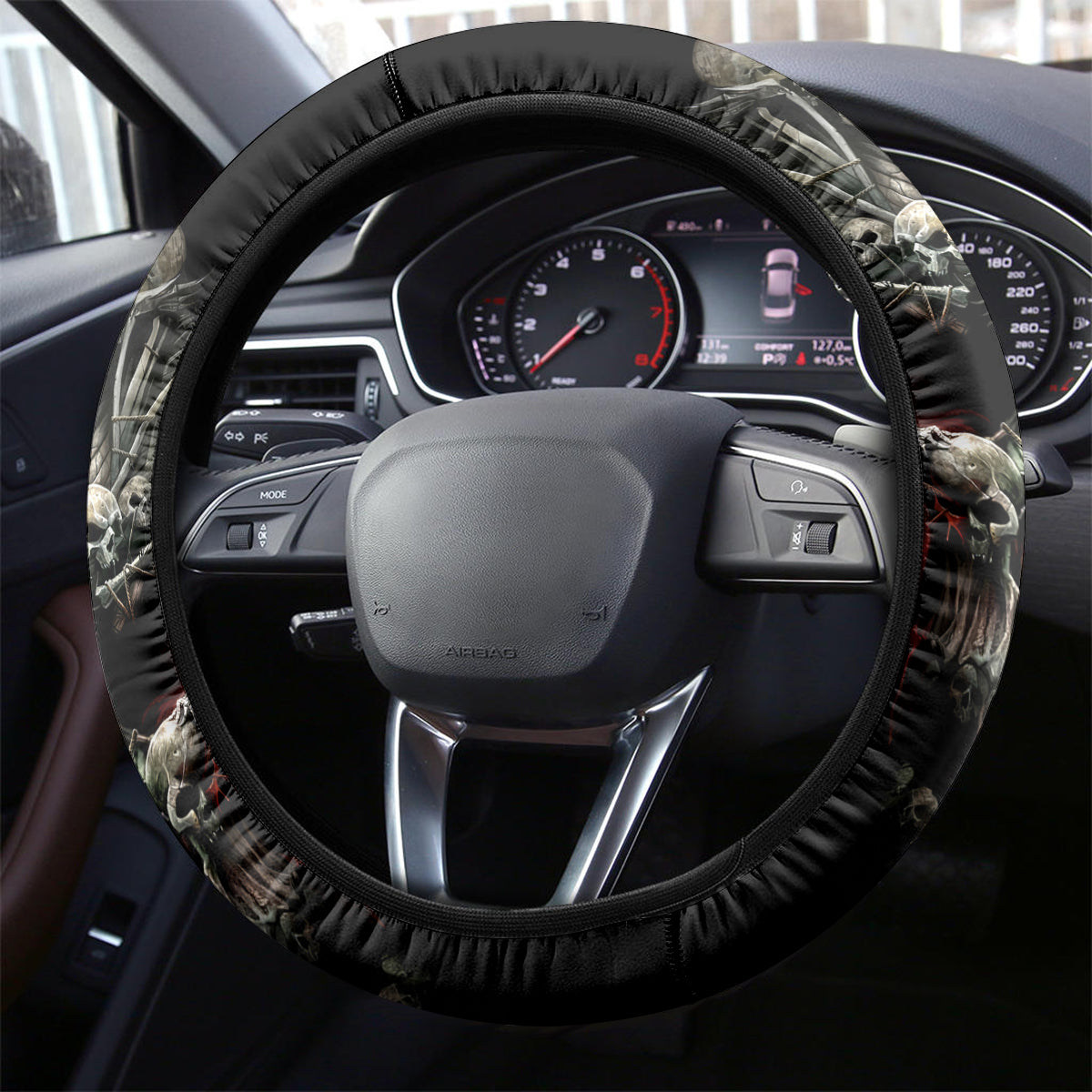 Skull Steering Wheel Cover Head Skeleton Cross Skull - Wonder Print Shop