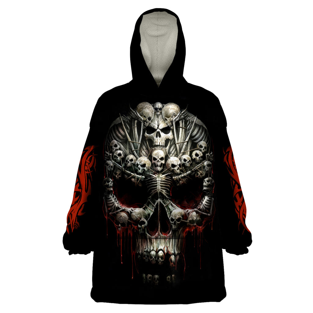 Skull Wearable Blanket Hoodie Head Skeleton Cross Skull - Wonder Print Shop