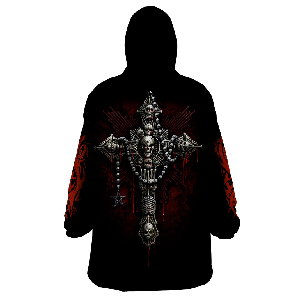 Skull Wearable Blanket Hoodie Head Skeleton Cross Skull - Wonder Print Shop