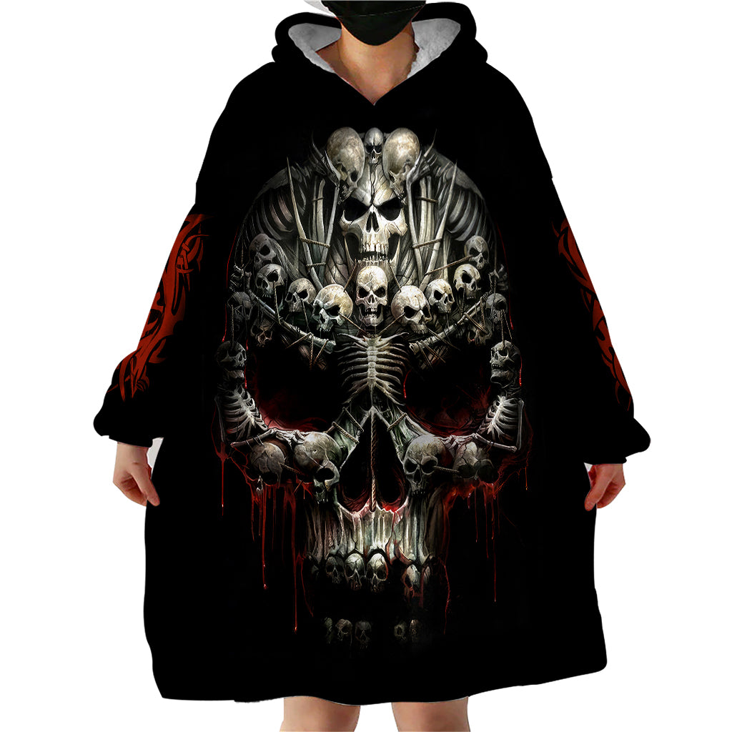 Skull Wearable Blanket Hoodie Head Skeleton Cross Skull - Wonder Print Shop