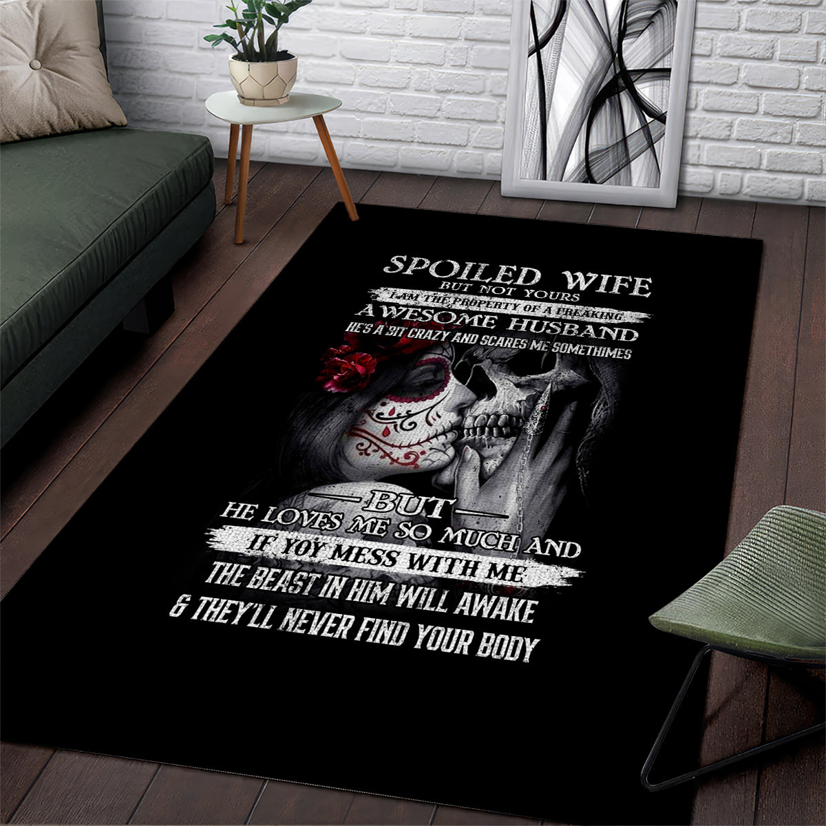 Skull Area Rug Skull Girl Spoiled Wife - Wonder Print Shop