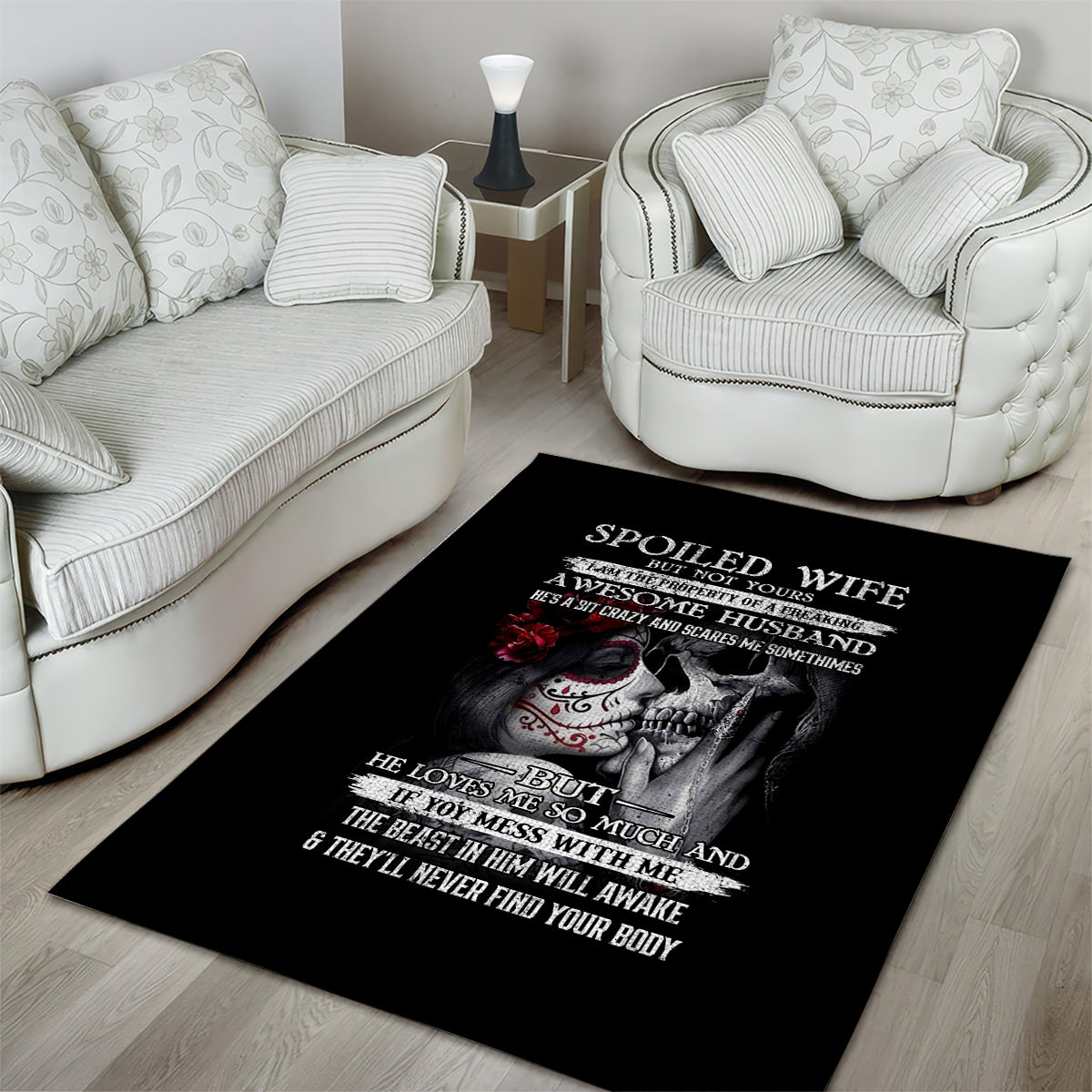 Skull Area Rug Skull Girl Spoiled Wife - Wonder Print Shop