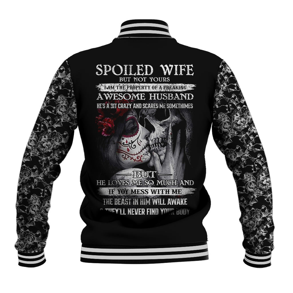 Skull Baseball Jacket Skull Girl Spoiled Wife - Wonder Print Shop