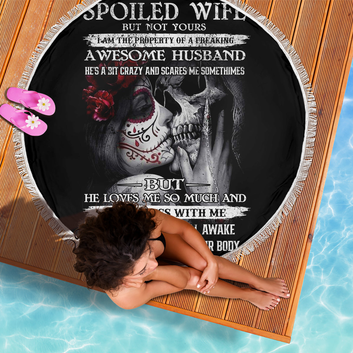 Skull Beach Blanket Skull Girl Spoiled Wife - Wonder Print Shop