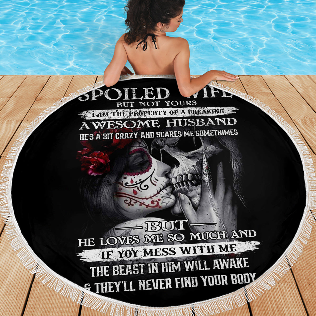 Skull Beach Blanket Skull Girl Spoiled Wife - Wonder Print Shop