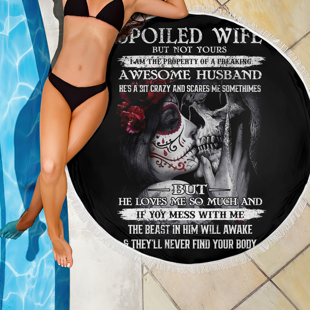 Skull Beach Blanket Skull Girl Spoiled Wife - Wonder Print Shop