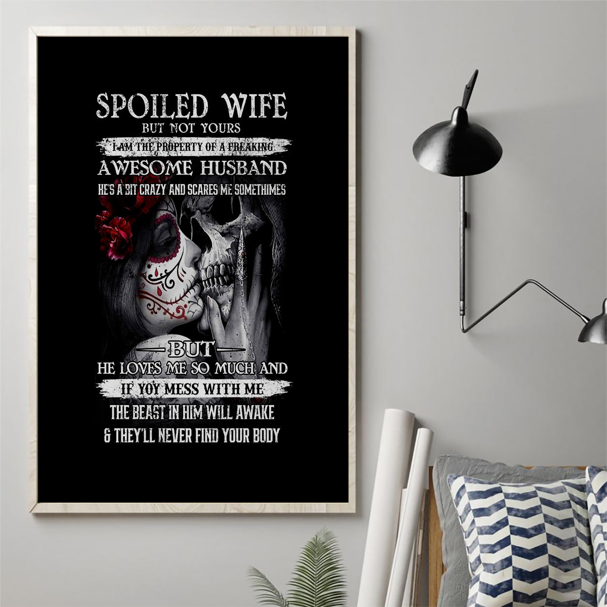 Skull Canvas Wall Art Skull Girl Spoiled Wife - Wonder Print Shop