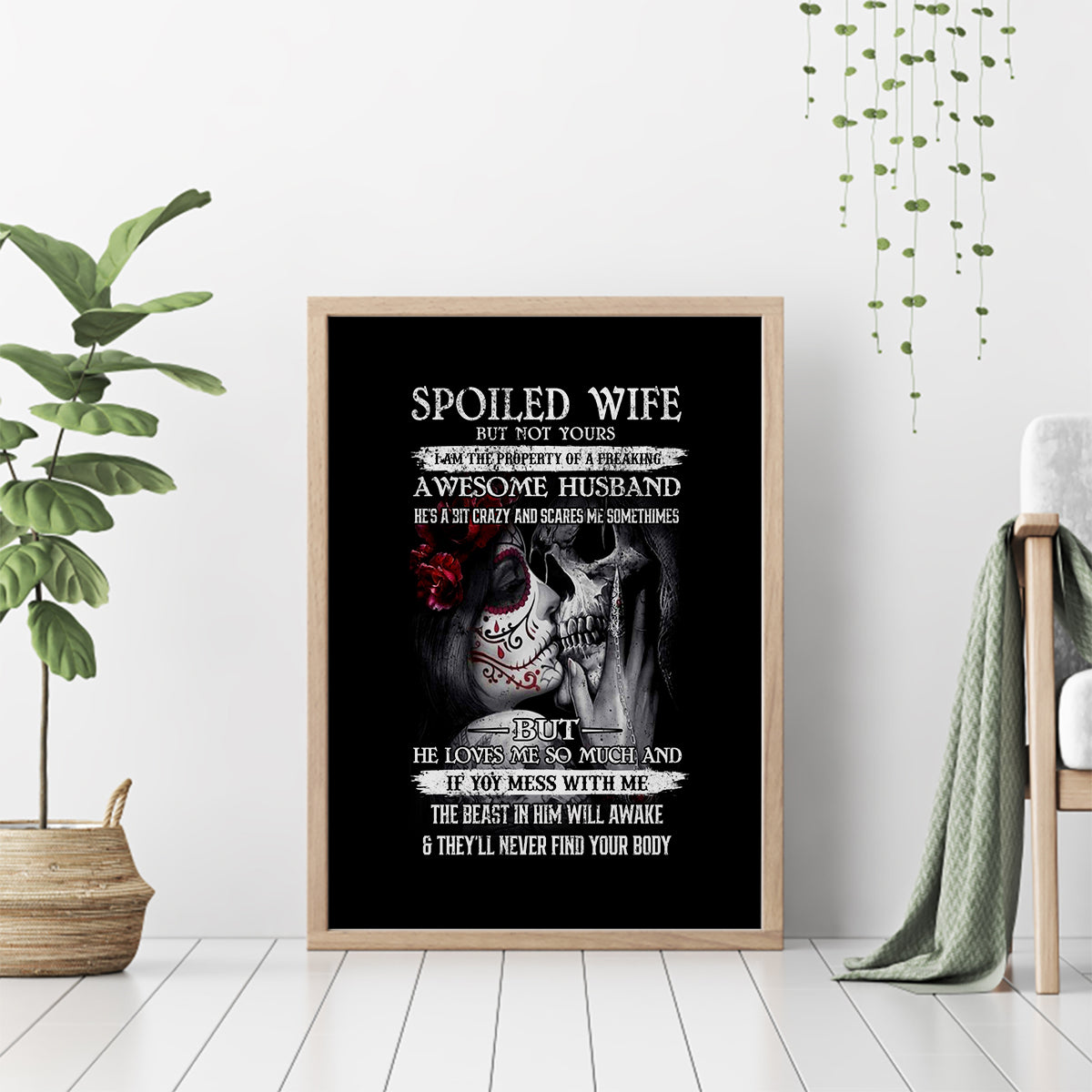 Skull Canvas Wall Art Skull Girl Spoiled Wife - Wonder Print Shop