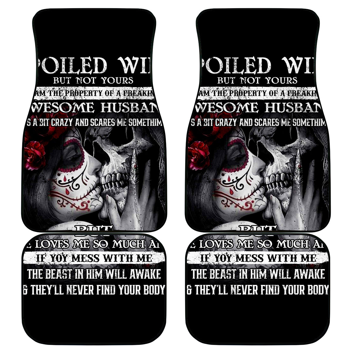 Skull Car Mats Skull Girl Spoiled Wife - Wonder Print Shop