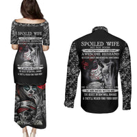 Skull Couples Matching Puletasi Dress and Long Sleeve Button Shirts Skull Girl Spoiled Wife - Wonder Print Shop