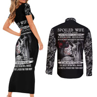 Skull Couples Matching Short Sleeve Bodycon Dress and Long Sleeve Button Shirts Skull Girl Spoiled Wife - Wonder Print Shop