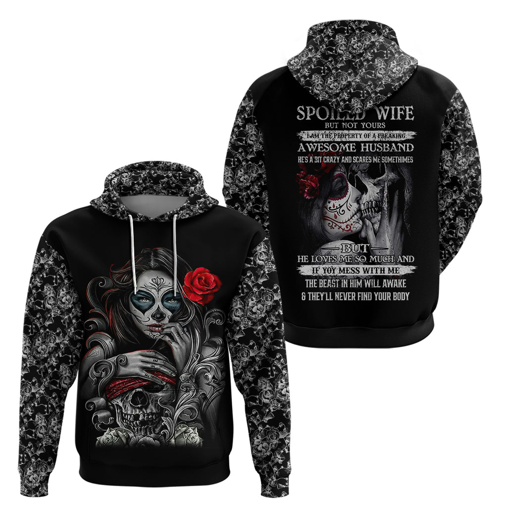 Skull Hoodie Skull Girl Spoiled Wife - Wonder Print Shop