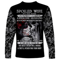 Skull Long Sleeve Shirt Skull Girl Spoiled Wife - Wonder Print Shop
