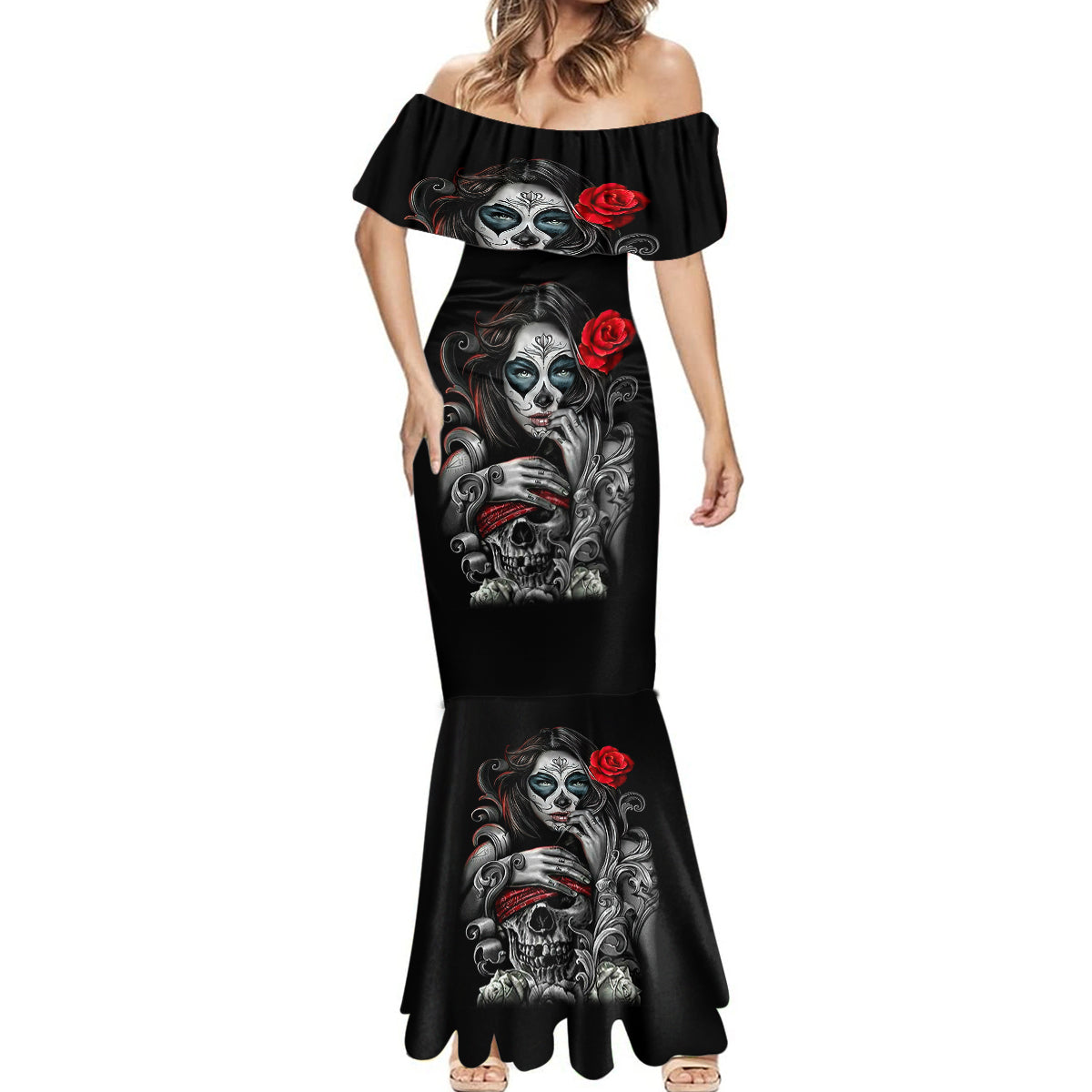 Skull Mermaid Dress Skull Girl Spoiled Wife - Wonder Print Shop