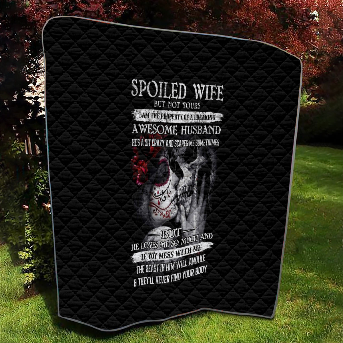 Skull Quilt Skull Girl Spoiled Wife - Wonder Print Shop
