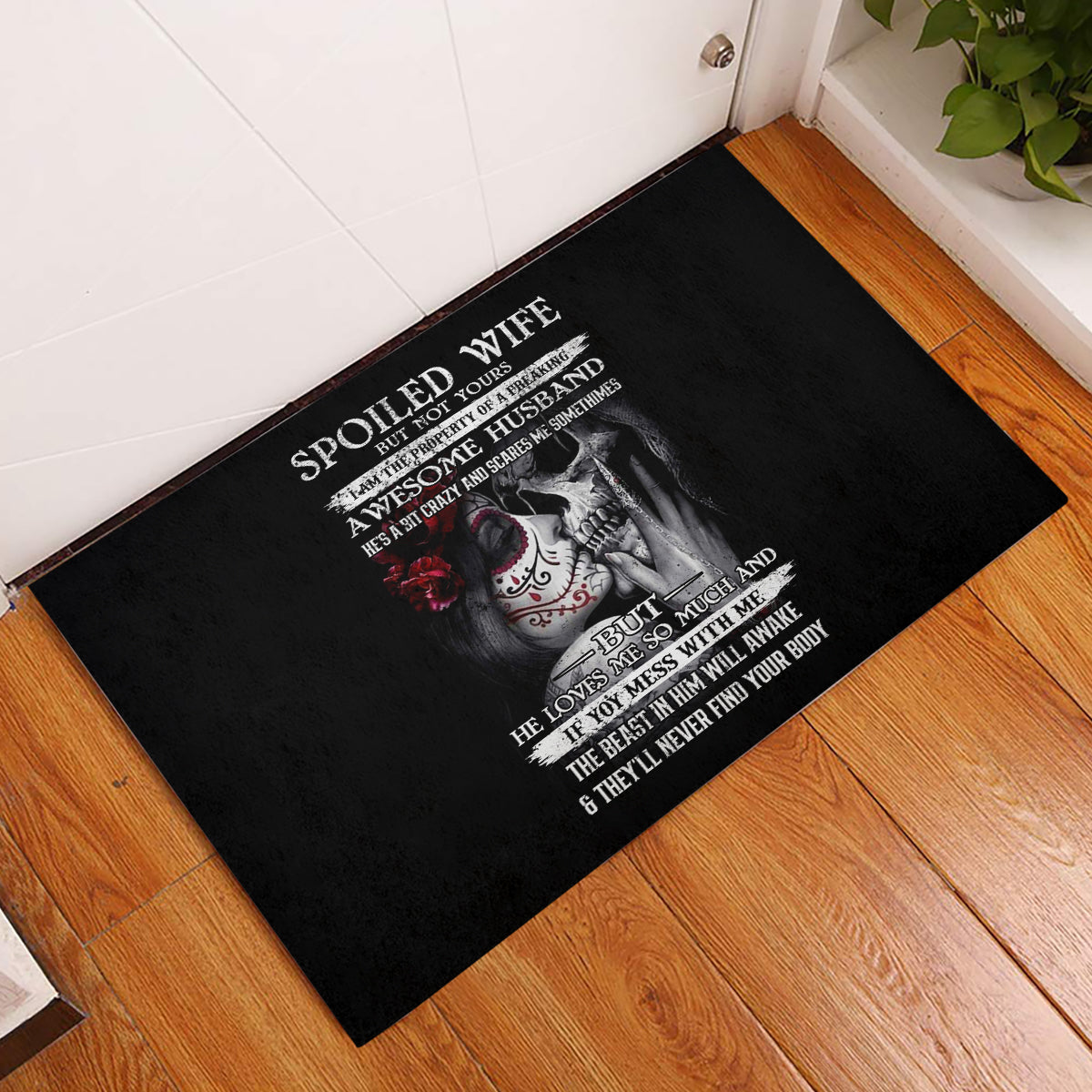 Skull Rubber Doormat Skull Girl Spoiled Wife - Wonder Print Shop