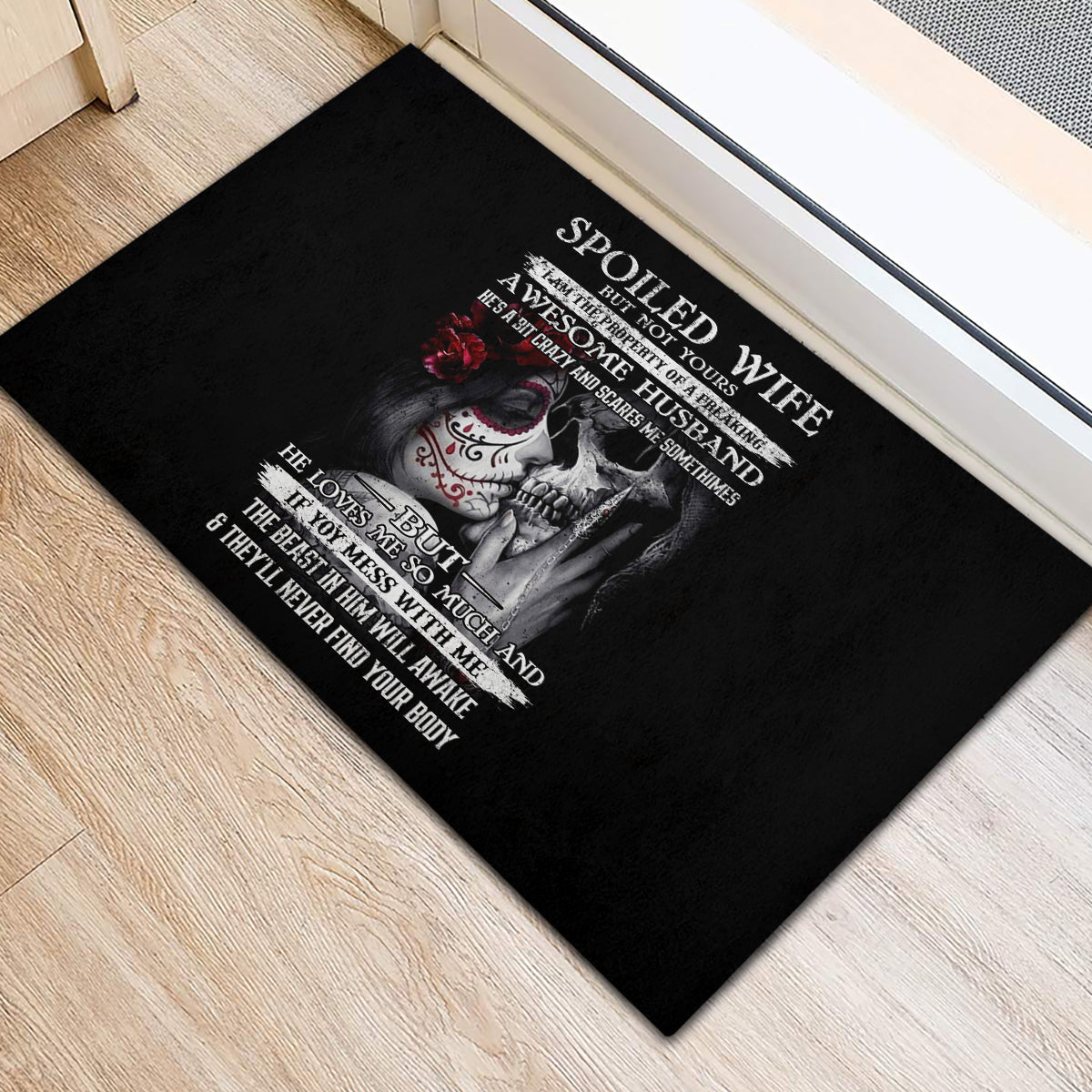 Skull Rubber Doormat Skull Girl Spoiled Wife - Wonder Print Shop