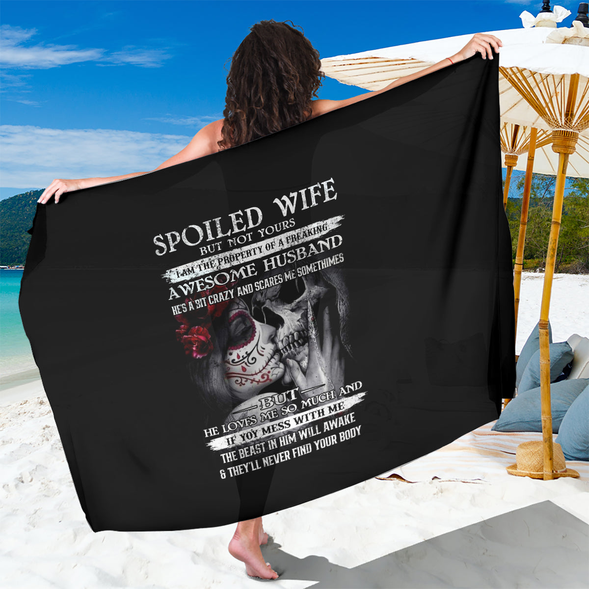 Skull Sarong Skull Girl Spoiled Wife - Wonder Print Shop