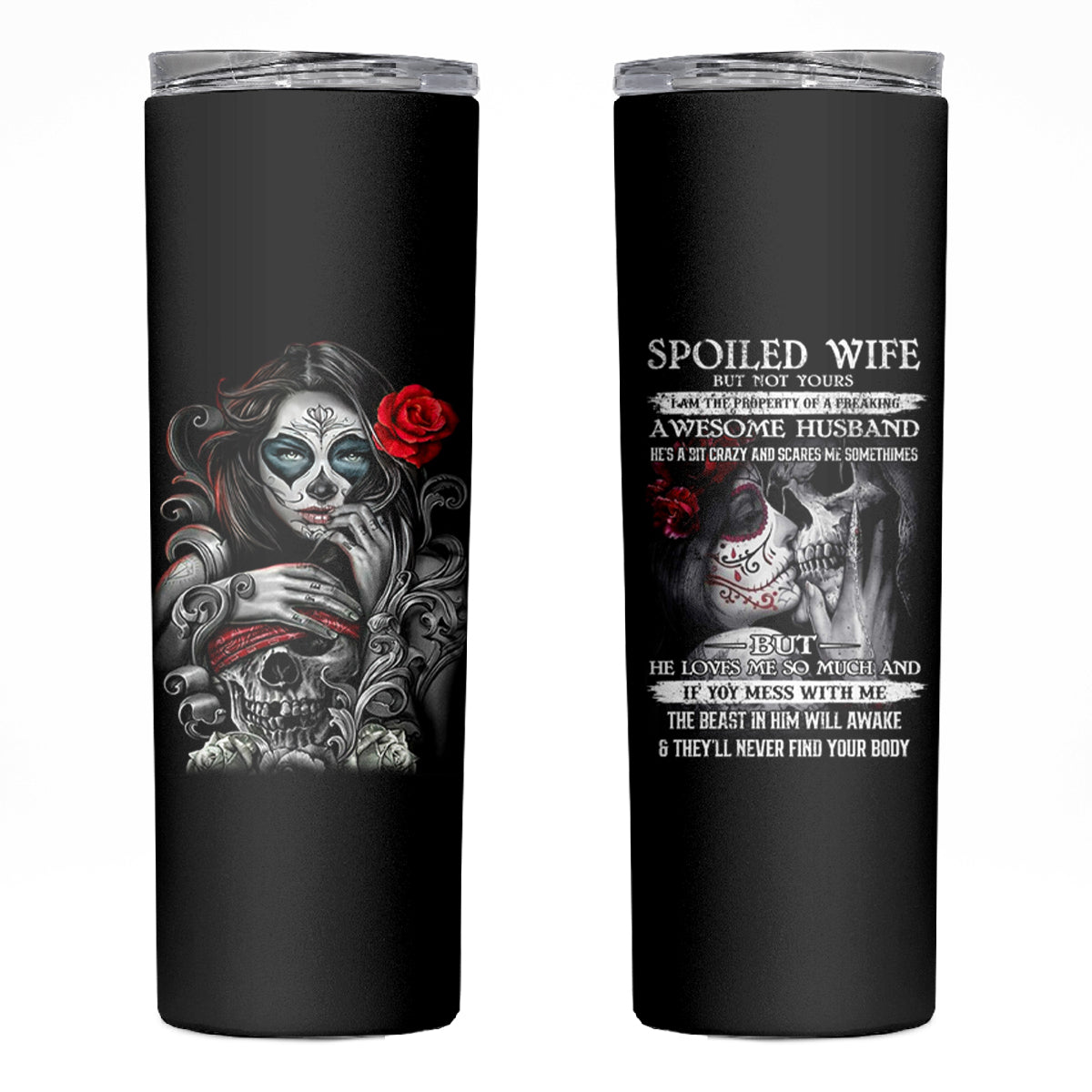 Skull Skinny Tumbler Skull Girl Spoiled Wife - Wonder Print Shop
