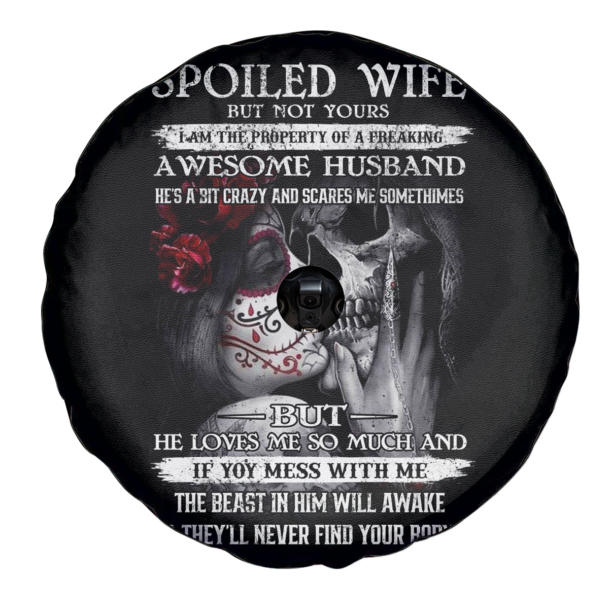 Skull Spare Tire Cover Skull Girl Spoiled Wife - Wonder Print Shop