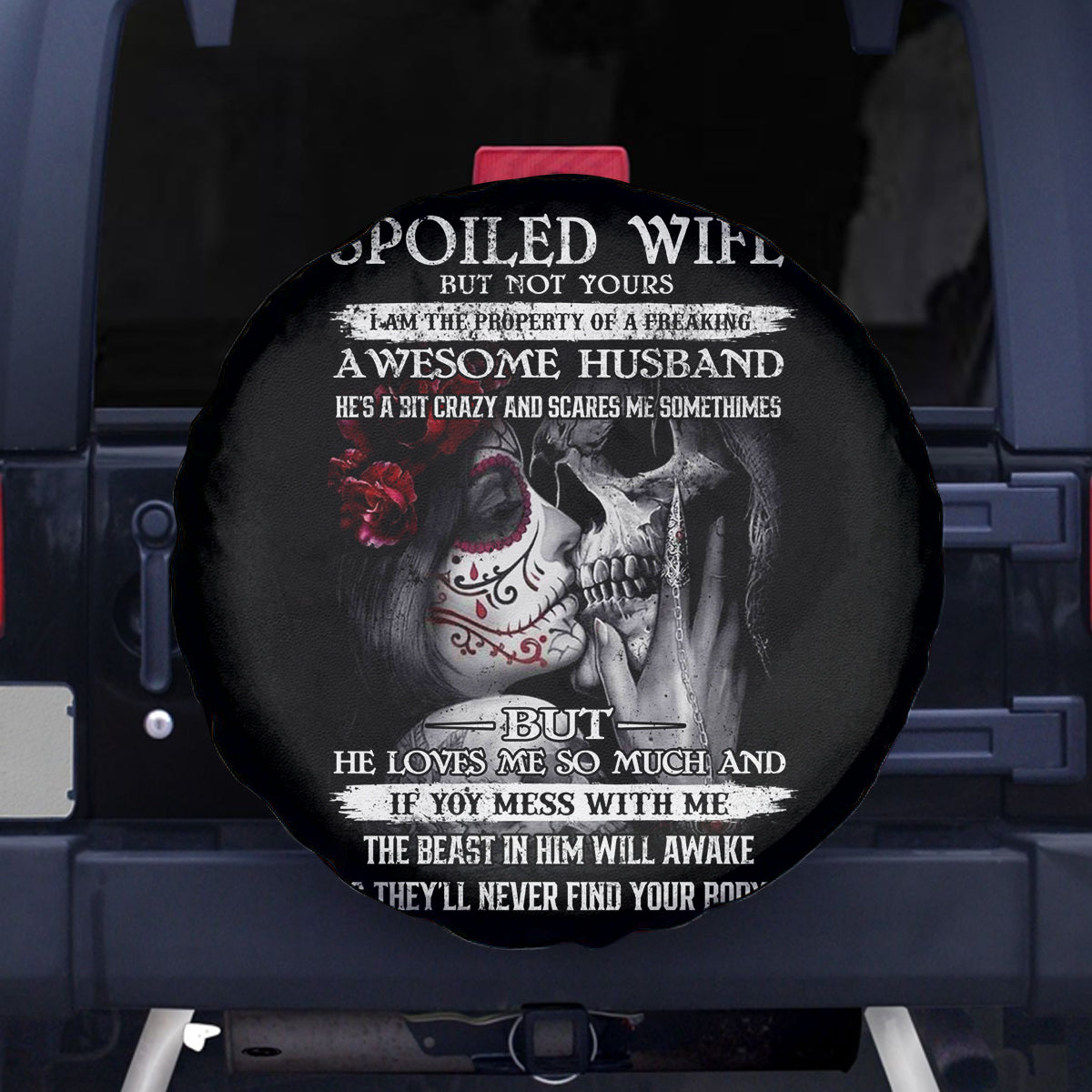 Skull Spare Tire Cover Skull Girl Spoiled Wife - Wonder Print Shop