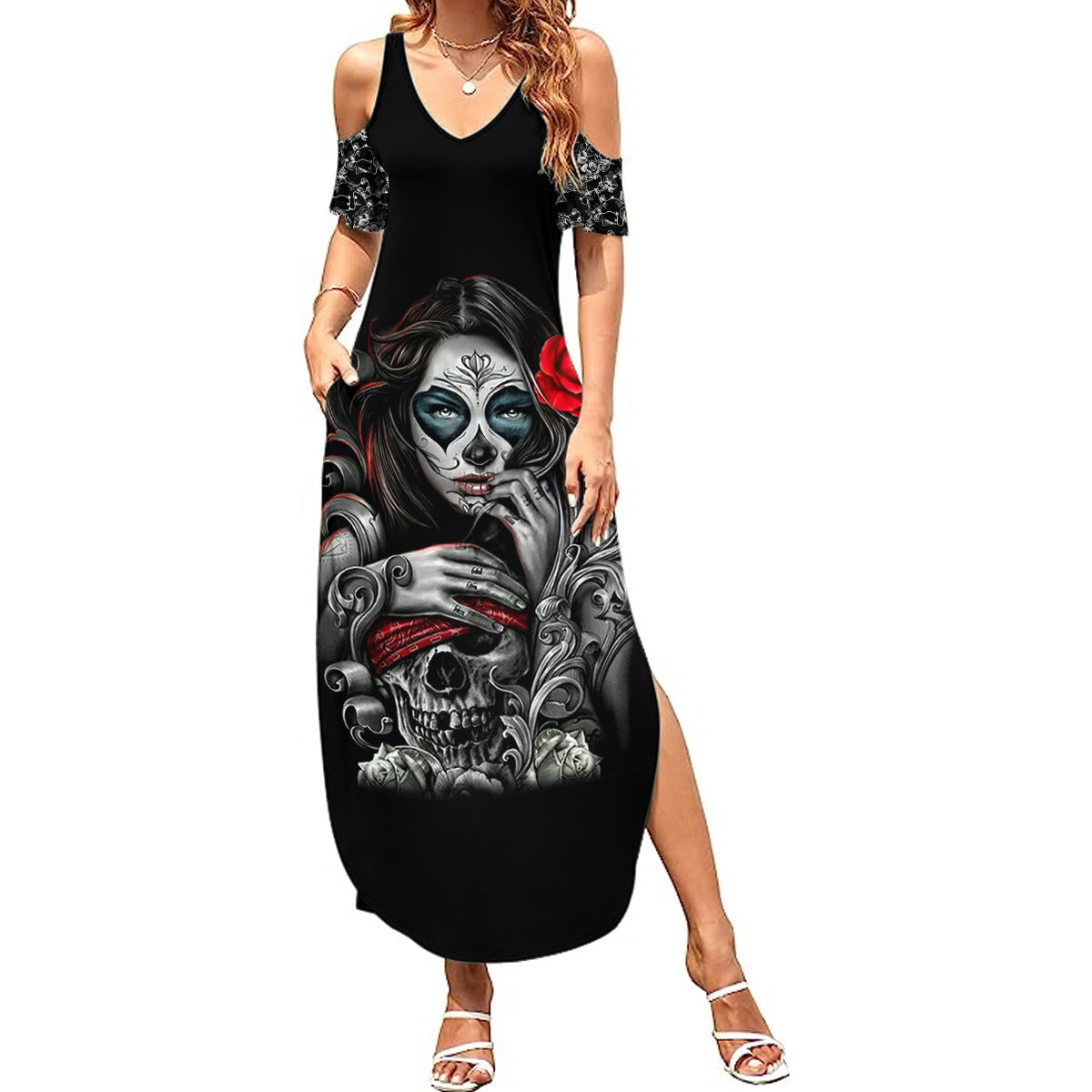 Skull Summer Maxi Dress Skull Girl Spoiled Wife - Wonder Print Shop
