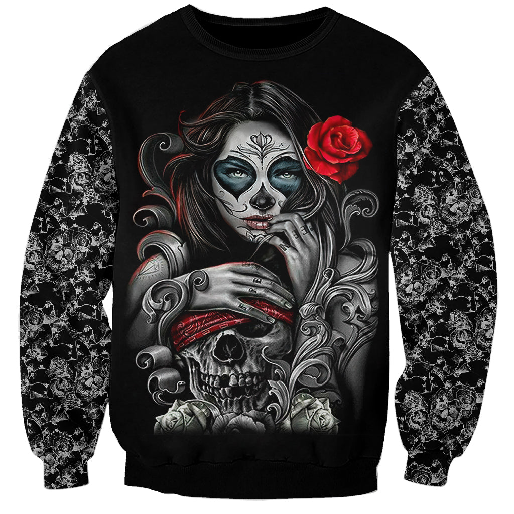 Skull Sweatshirt Skull Girl Spoiled Wife - Wonder Print Shop