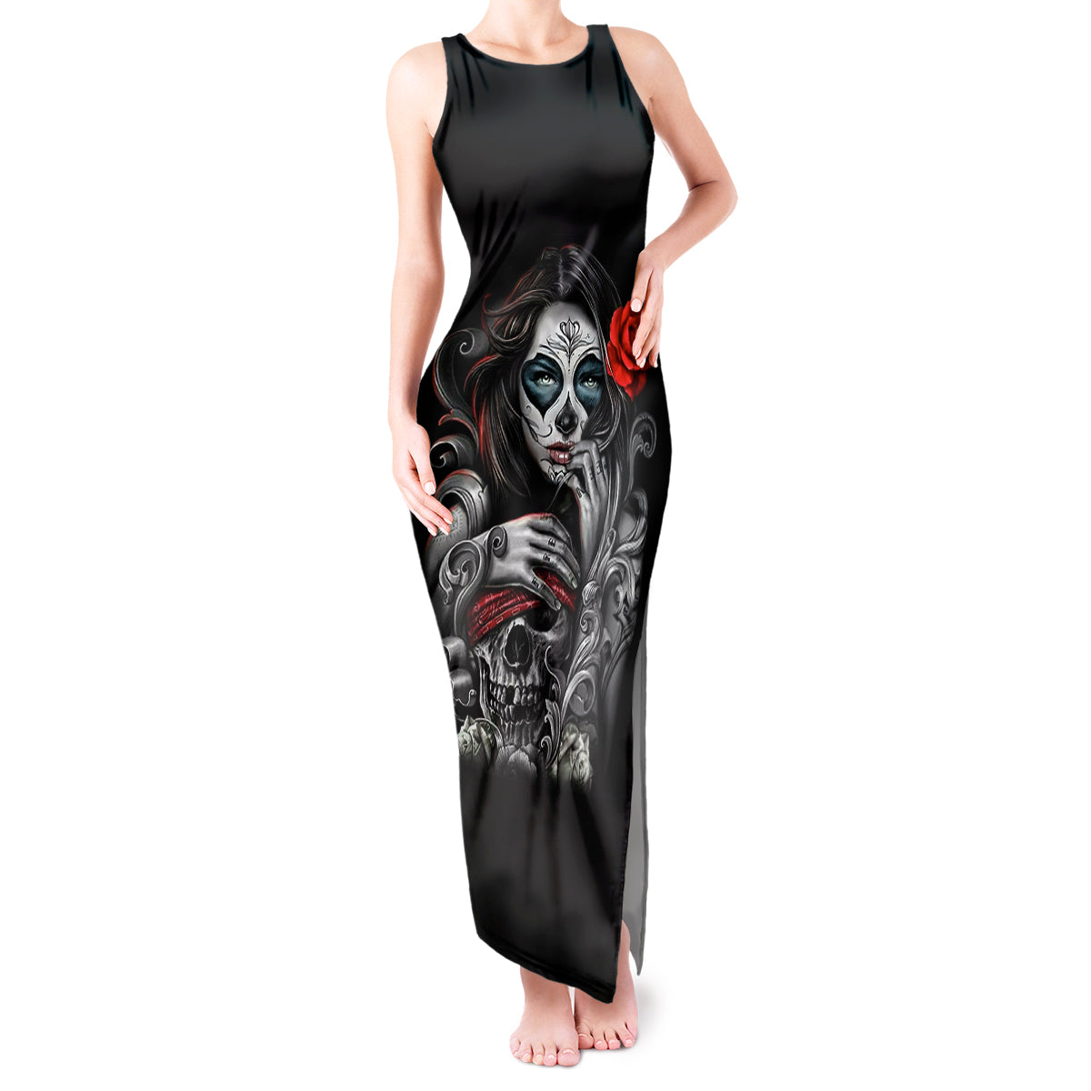 Skull Tank Maxi Dress Skull Girl Spoiled Wife - Wonder Print Shop