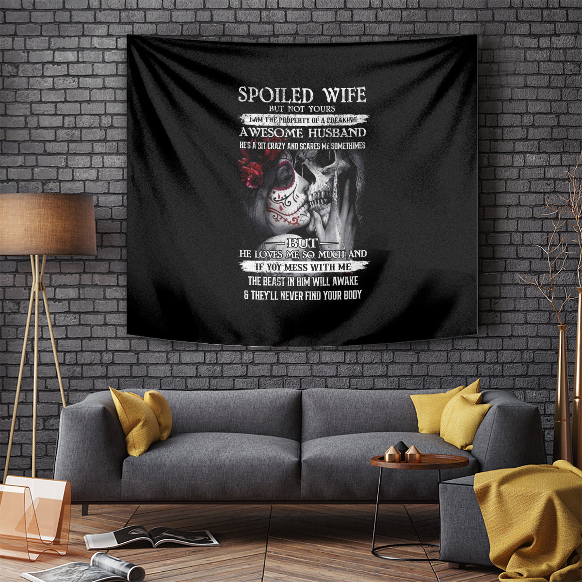 Skull Tapestry Skull Girl Spoiled Wife - Wonder Print Shop