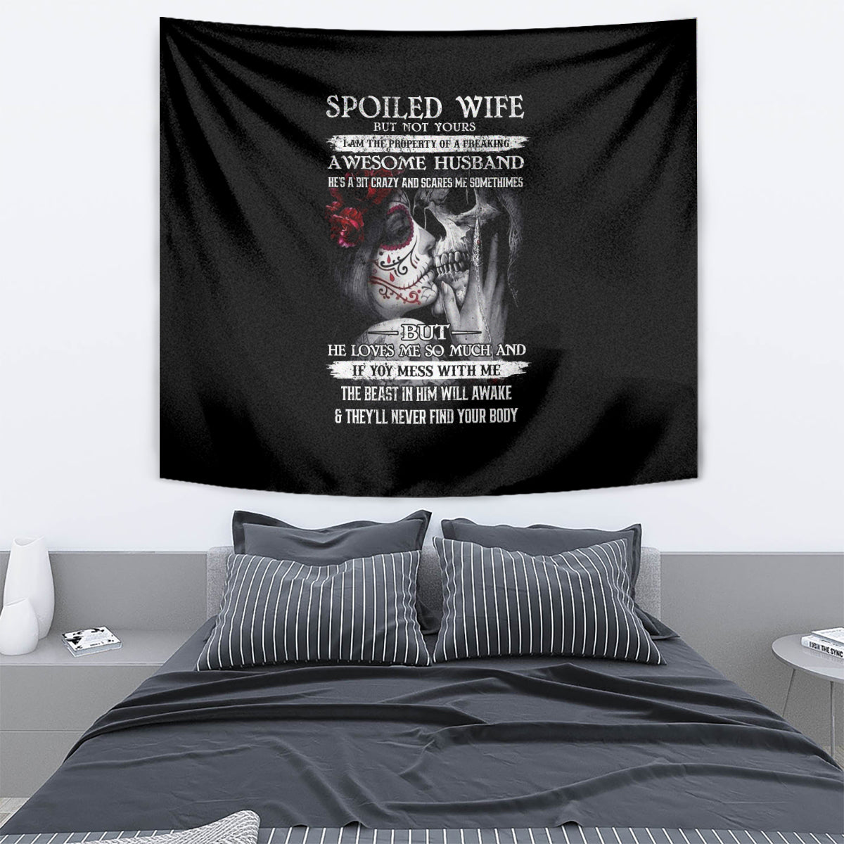 Skull Tapestry Skull Girl Spoiled Wife - Wonder Print Shop