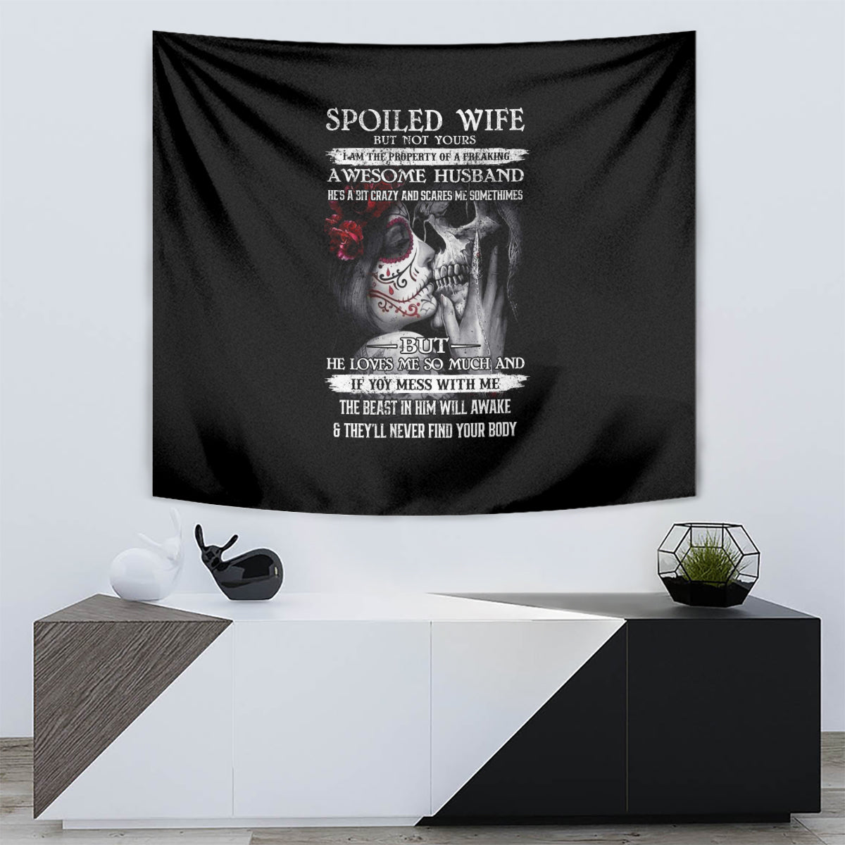Skull Tapestry Skull Girl Spoiled Wife - Wonder Print Shop