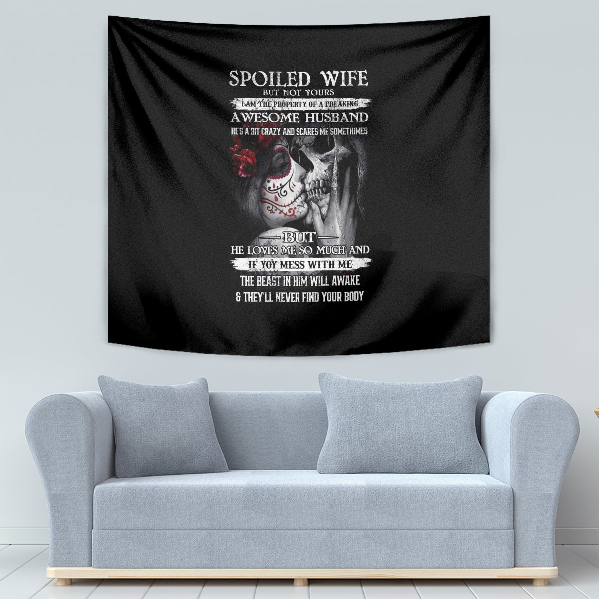 Skull Tapestry Skull Girl Spoiled Wife - Wonder Print Shop