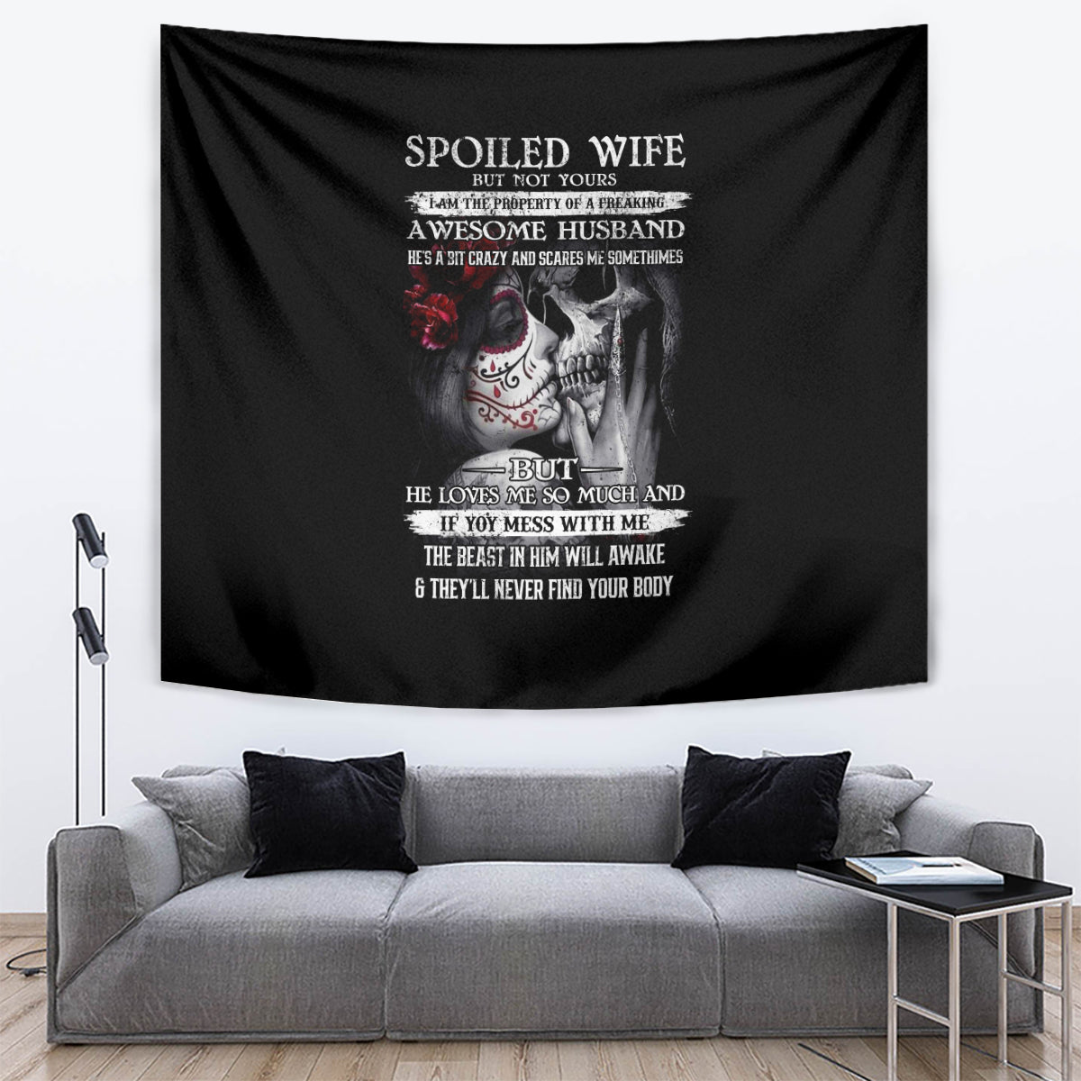 Skull Tapestry Skull Girl Spoiled Wife - Wonder Print Shop