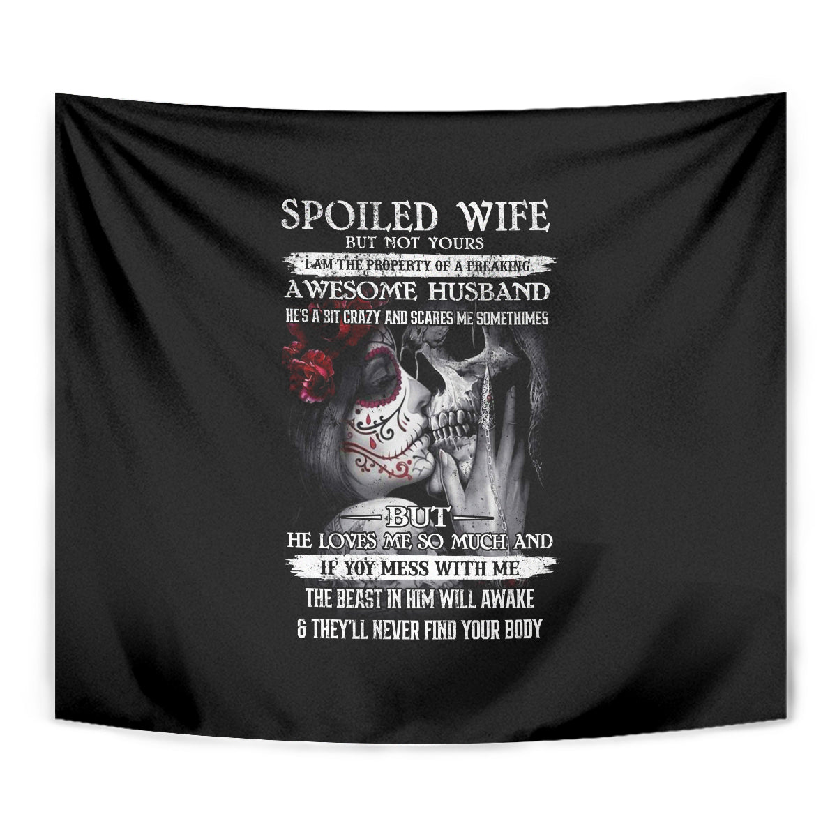Skull Tapestry Skull Girl Spoiled Wife - Wonder Print Shop