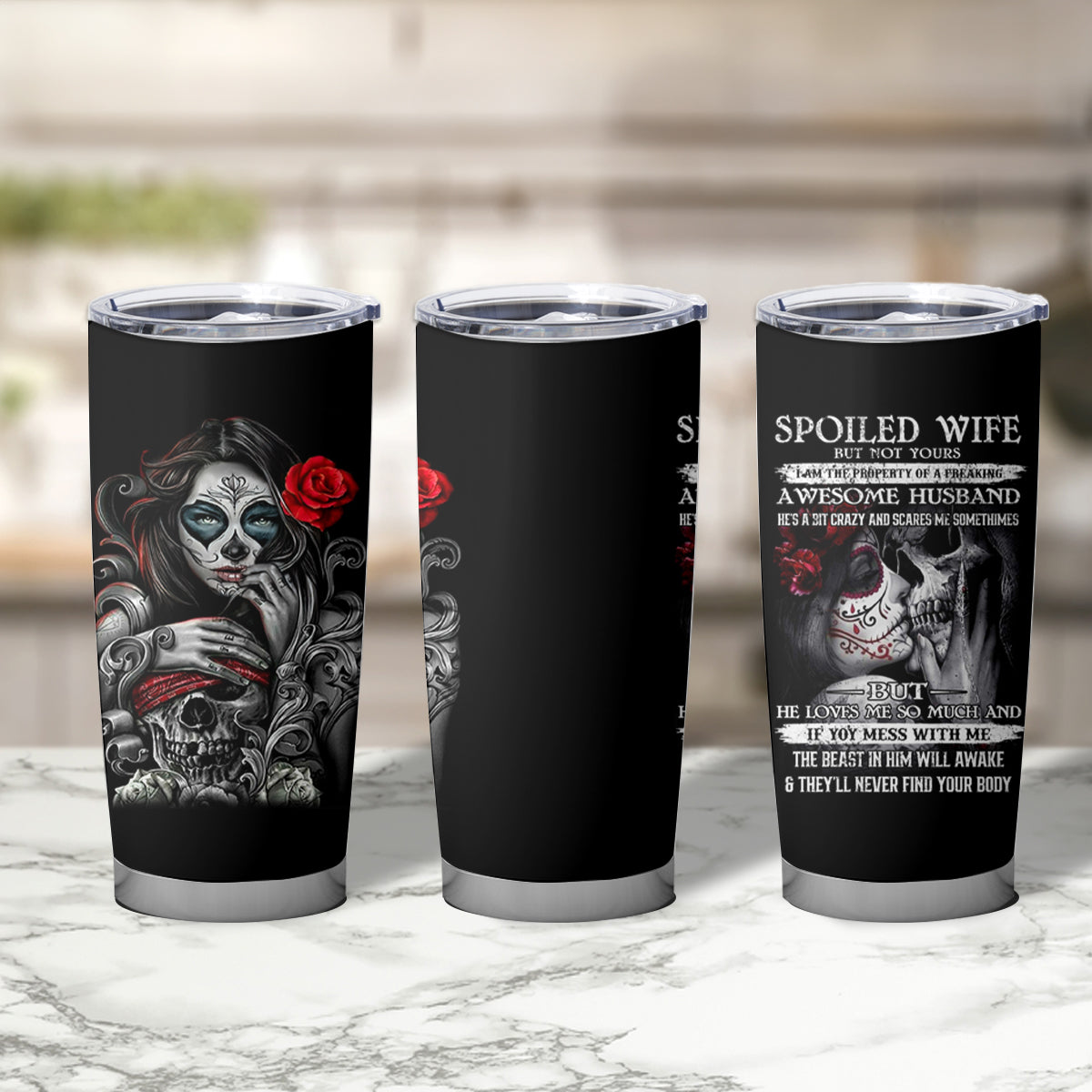Skull Tumbler Cup Skull Girl Spoiled Wife - Wonder Print Shop