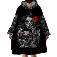Skull Wearable Blanket Hoodie Skull Girl Spoiled Wife - Wonder Print Shop